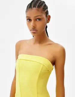 پیراهن کوتاه زنانه زرد برشکا