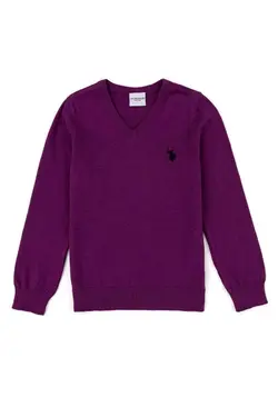 پلیور یقه هفت دخترانه بنفش یو اس پولو