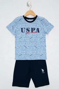 ست لباس راحتی پسرانه آبی روشن یو اس پولو