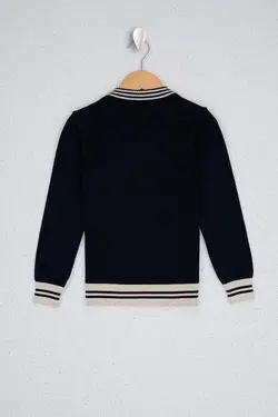 پلیور یقه هفت پسرانه آبی یو اس پولو