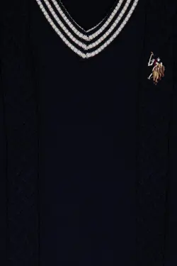 پلیور یقه هفت پسرانه آبی یو اس پولو