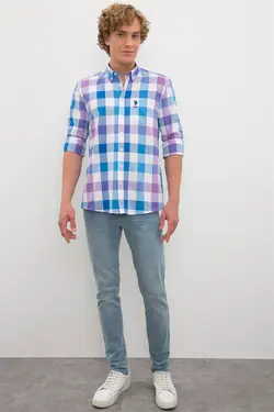 پیراهن چهارخانه مردانه یو اس پولو 50219626-VR037