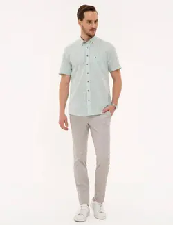 پیراهن آستین کوتاه مردانه سبز پیرکاردین