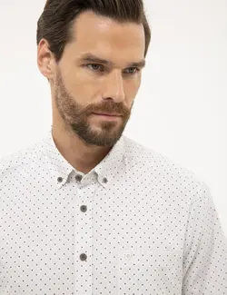 پیراهن آستین کوتاه مردانه سفید پیرکاردین