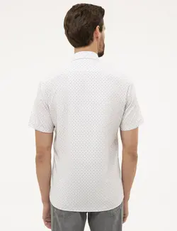 پیراهن آستین کوتاه مردانه سفید پیرکاردین