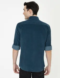 پیراهن آستین بلند مردانه آبی نفتی پیرکاردین