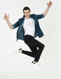 پیراهن آستین بلند مردانه آبی نفتی پیرکاردین