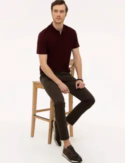 شلوار کتان مردانه قهوه ای کاشارل