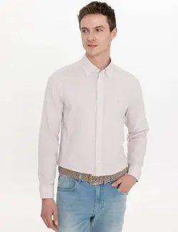 پیراهن آستین بلند مردانه بژ کاشارل