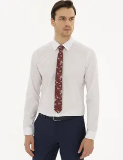 پیراهن آستین بلند مردانه زرشکی کاشارل