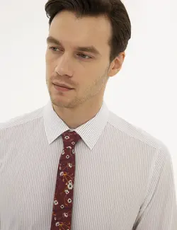 پیراهن آستین بلند مردانه زرشکی کاشارل