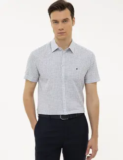 پیراهن آستین کوتاه مردانه سرمه ای کاشارل