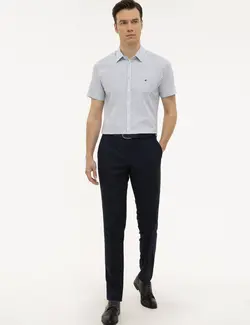 پیراهن آستین کوتاه مردانه سرمه ای کاشارل