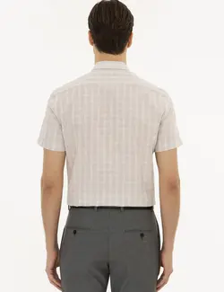 پیراهن آستین کوتاه مردانه بژ کاشارل