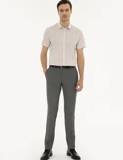 پیراهن آستین کوتاه مردانه بژ کاشارل