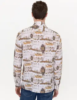 پیراهن آستین بلند مردانه قهوه ای روشن کاشارل