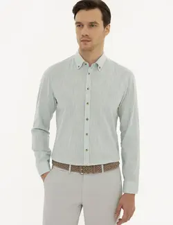 پیراهن آستین بلند مردانه نعنایی کاشارل