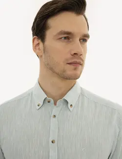 پیراهن آستین بلند مردانه نعنایی کاشارل