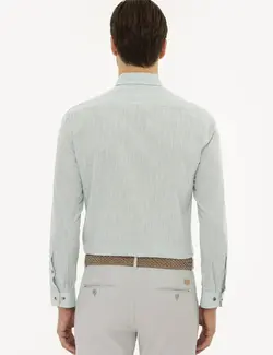 پیراهن آستین بلند مردانه نعنایی کاشارل