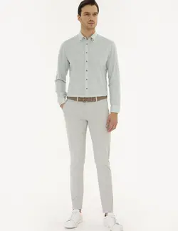 پیراهن آستین بلند مردانه نعنایی کاشارل