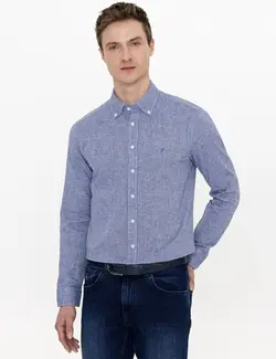 پیراهن آستین بلند مردانه نیلی کاشارل