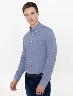 پیراهن آستین بلند مردانه نیلی کاشارل