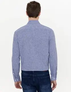 پیراهن آستین بلند مردانه نیلی کاشارل