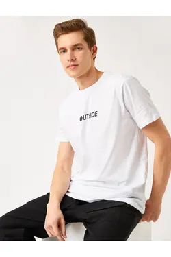 تی شرت آستین کوتاه مردانه کوتون ۲YAM11502LK-Beyaz