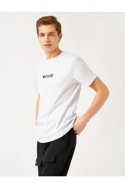 تی شرت آستین کوتاه مردانه کوتون ۲YAM11502LK-Beyaz