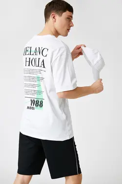 تی شرت آستین کوتاه مردانه کوتون ۲SAM10338HK-Beyaz