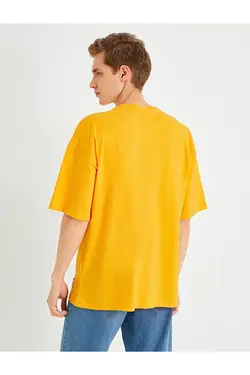 تی شرت آستین کوتاه مردانه کوتون ۲YAM12265LK-Turuncu