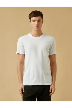 تی شرت آستین کوتاه مردانه کوتون ۲YAM12136LK-Beyaz