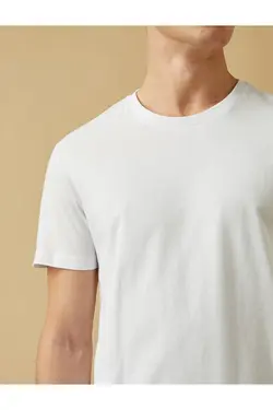 تی شرت آستین کوتاه مردانه کوتون ۲YAM12136LK-Beyaz