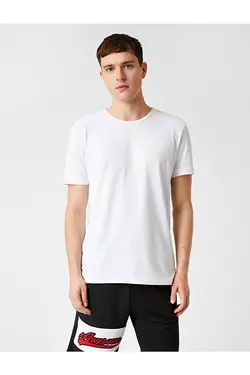 تی شرت آستین کوتاه مردانه کوتون ۲YAM12141LK-Beyaz