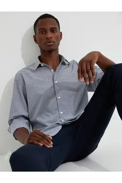 پیراهن مردانه کوتون ۳WAM60158HW-سرمه ای