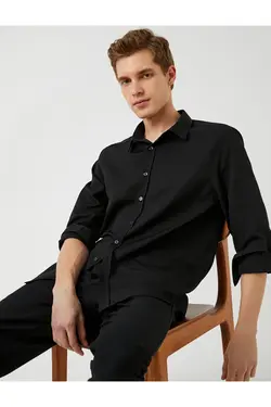 پیراهن آستین بلند مردانه کوتون ۲SAM60237HW-Siyah
