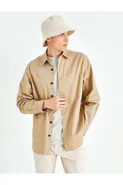 پیراهن آستین بلند مردانه کوتون ۲SAM60187HW-Bej