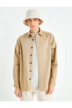 پیراهن آستین بلند مردانه کوتون ۲SAM60187HW-Bej