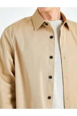 پیراهن آستین بلند مردانه کوتون ۲SAM60187HW-Bej