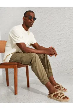 شلوار کتان|پارچه ای مردانه کوتون ۲SAM40033HW-Haki