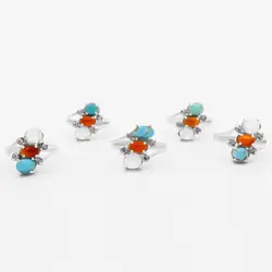 انگشتر چند سنگ نقره زنانه طرح گرامی