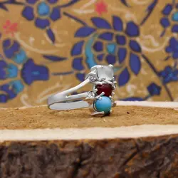 انگشتر چند سنگ نقره زنانه طرح گرامی