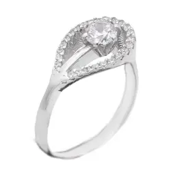 حلقه تک نگین نقره زنانه طرح مهربخت