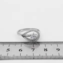 حلقه تک نگین نقره زنانه طرح مهربخت