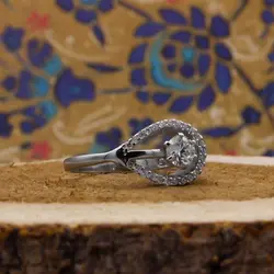 حلقه تک نگین نقره زنانه طرح مهربخت