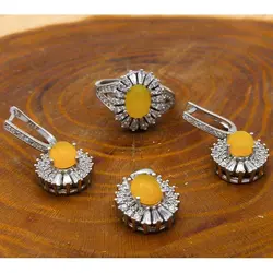 نیم ست شرف الشمس نقره زنانه طرح تورال + حکاکی