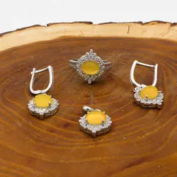 نیم ست شرف الشمس نقره زنانه طرح لاروک + حکاکی