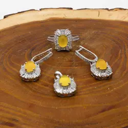 نیم ست شرف الشمس نقره زنانه طرح ساتارا + حکاکی