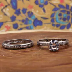 حلقه و پشت حلقه نقره زنانه طرح تابش