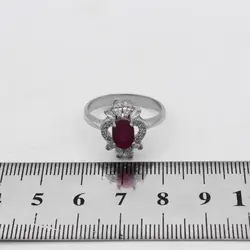 نیم ست یاقوت سرخ الماس تراش نقره زنانه طرح مهرآگین